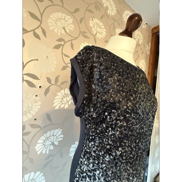 Mint Velvet Size 12 Ombre Sequin Top Silver Grey Sparkle Party Evening Pristine - Picture 3 of 8